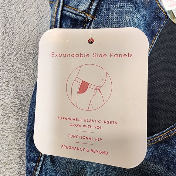 Womens MIDI Maternity Blue Jean Shorts 4” inseam Isabel Maternity Side Panel 10 - Picture 7 of 16